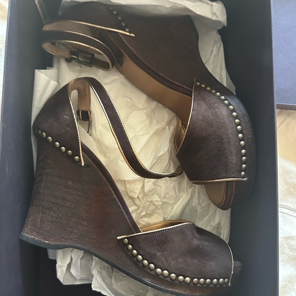 Vintage Prada Brown Wedge Sandals - Picture 1 of 5